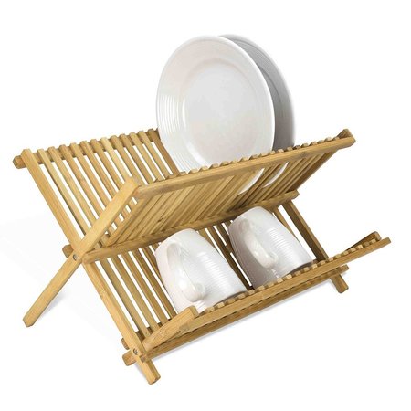 HOME BASICS Bamboo Foldable Dish Drainer DD01018